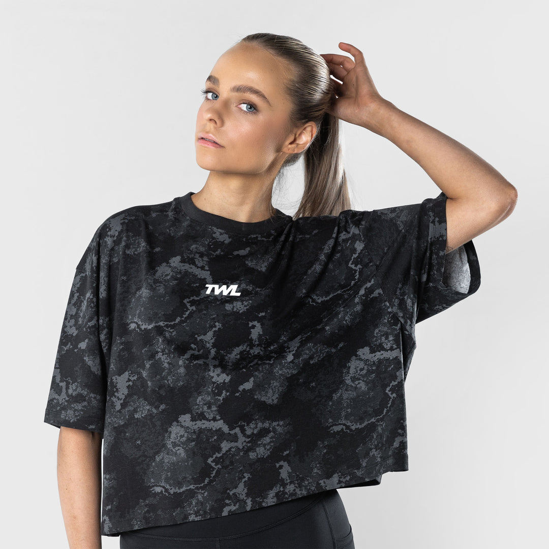 TWL - WOMEN'S OVERSIZED CROPPED T-SHIRT - BLACK ONYX