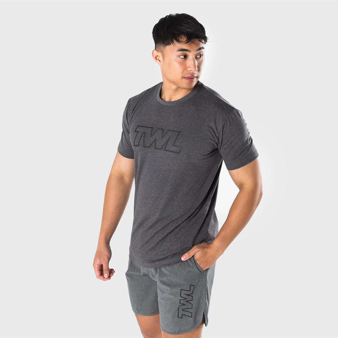 TWL - MEN'S EVERYDAY T-SHIRT - ATHLETE - CHARCOAL MARL/BLACK