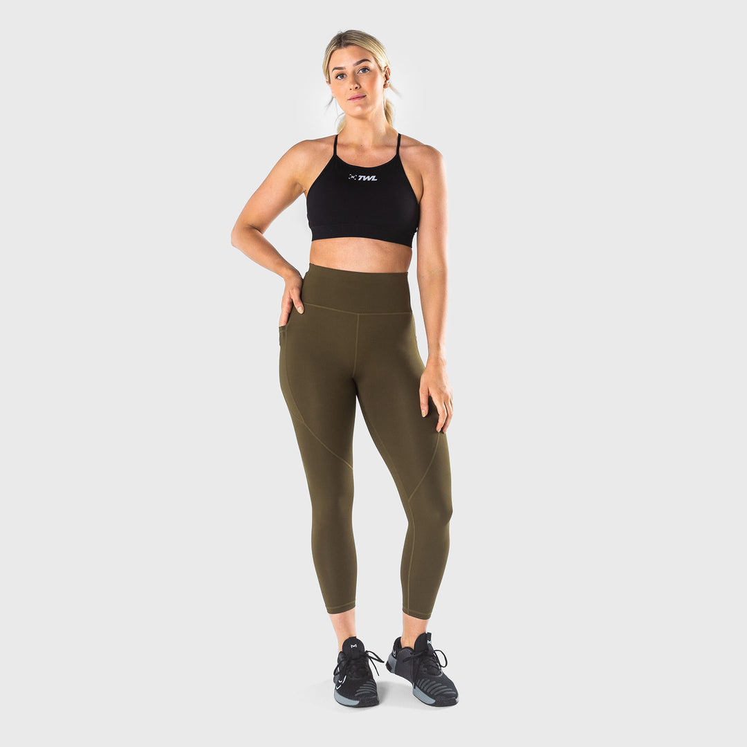 TWL - WOMEN'S ENERGY HIGH WAISTED 7/8TH TIGHTS - UNIFORM GREEN