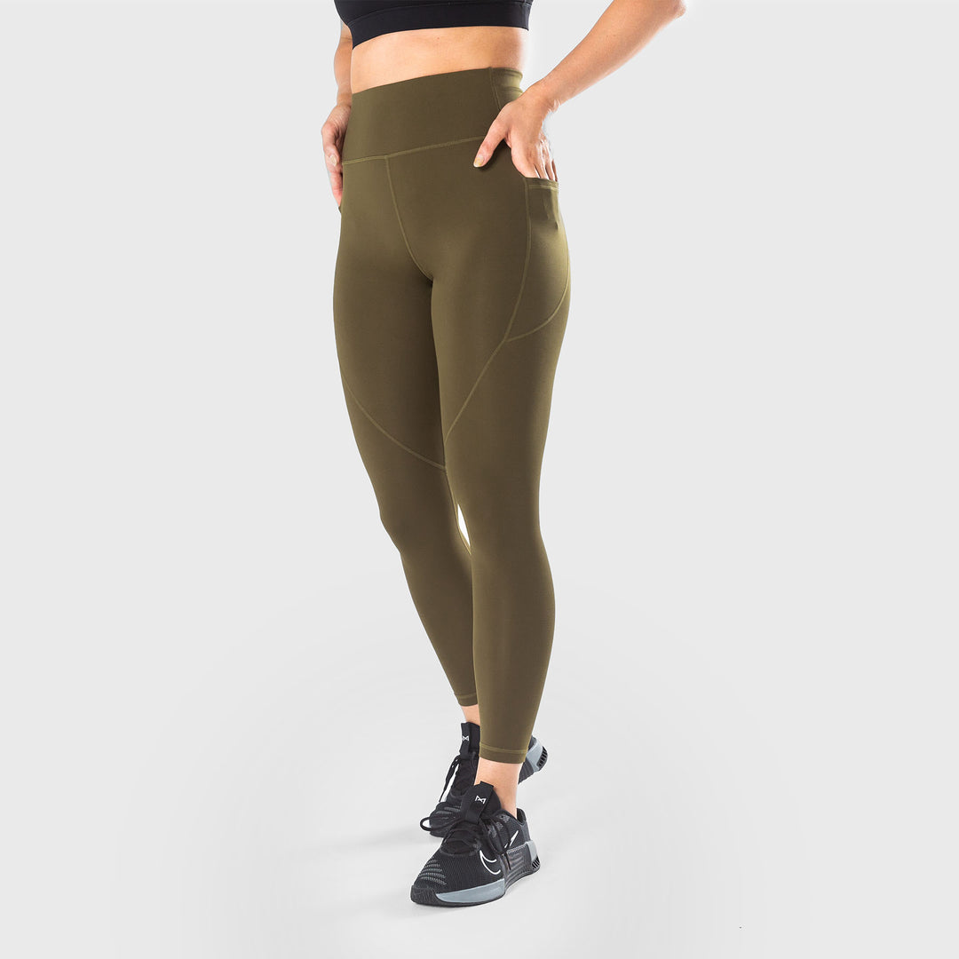 TWL - WOMEN'S ENERGY HIGH WAISTED FULL LENGTH TIGHTS - UNIFORM GREEN