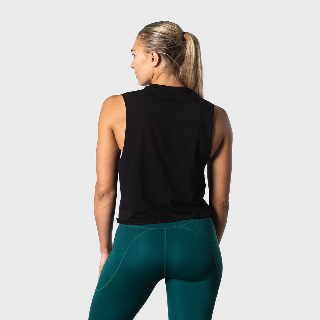 TWL - WOMEN'S SLASH CROP - ATHLETE - BLACK/BLACK