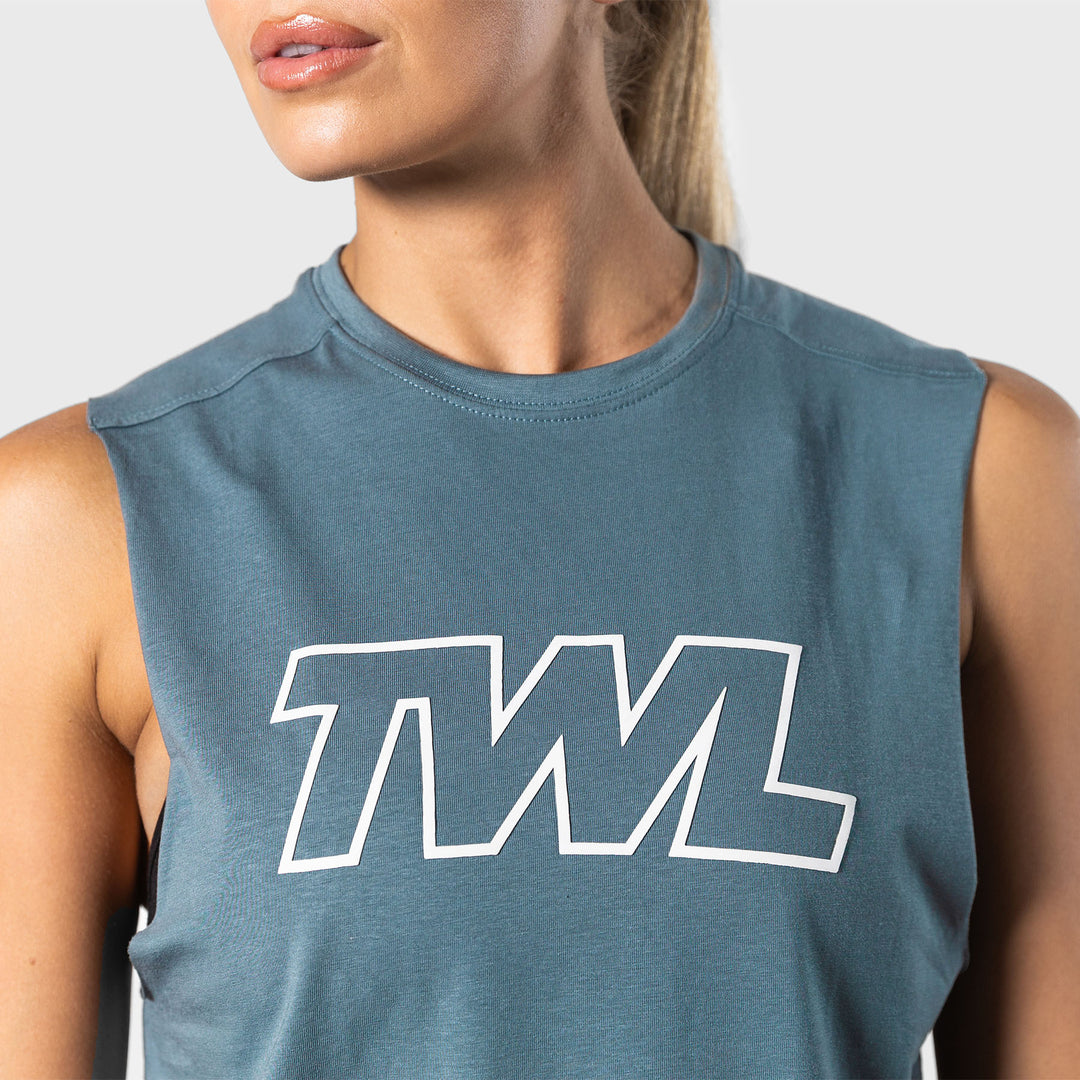 TWL - WOMEN'S SLASH CROP - ATHLETE - PEWTER/WHITE