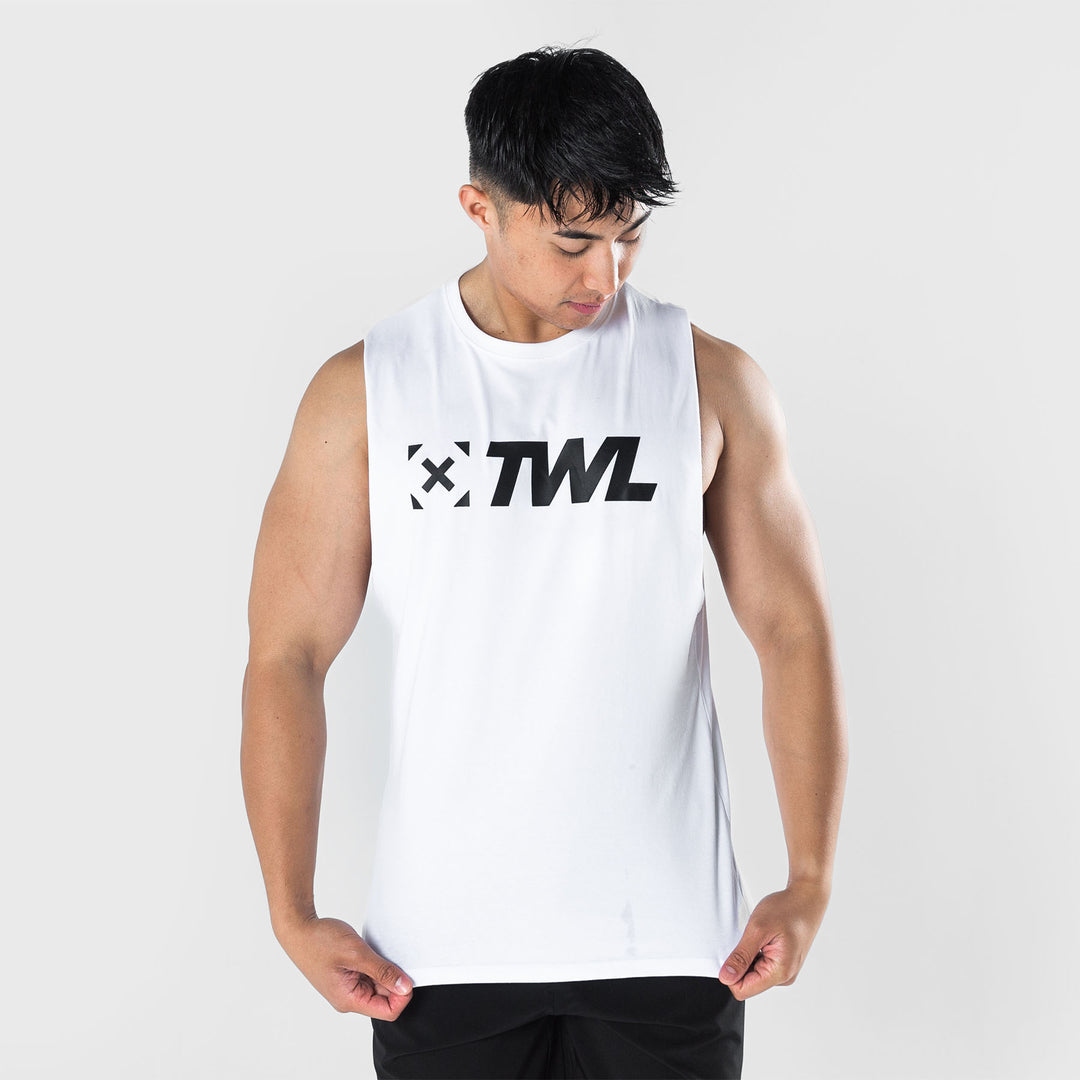 TWL - Men's Everyday Muscle Tank - WHITE/BLACK