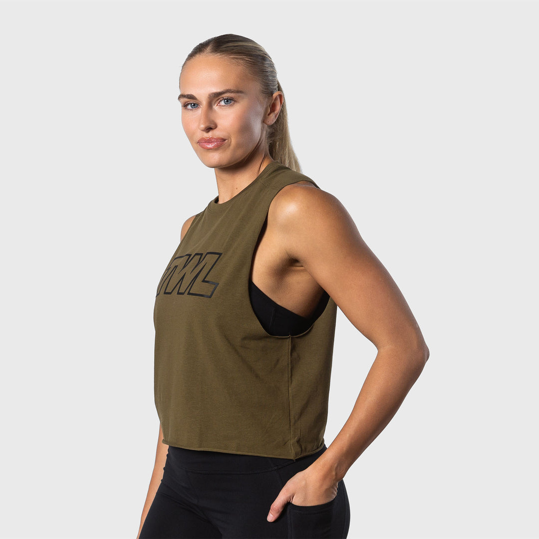 TWL - WOMEN'S SLASH CROP - ATHLETE - UNIFORM GREEN/BLACK