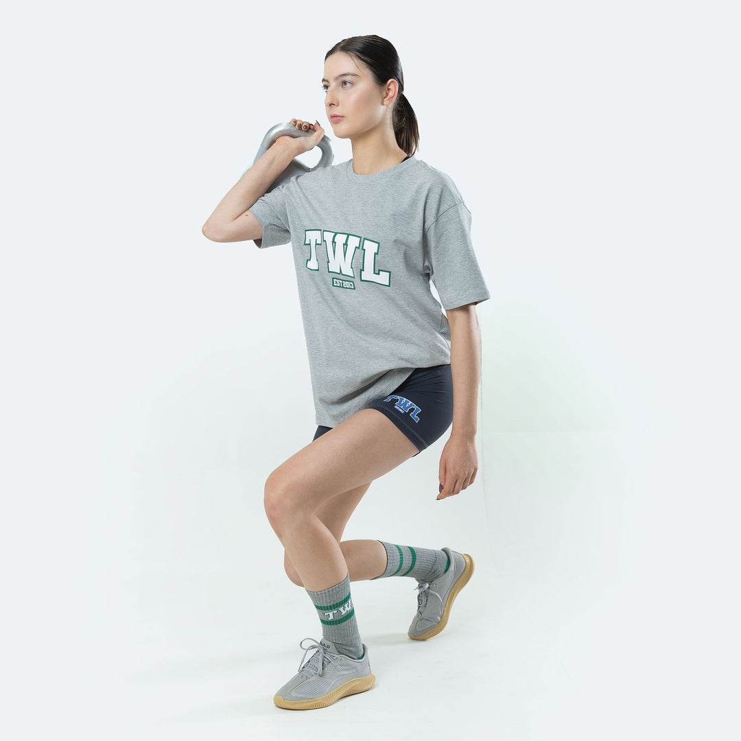 TWL - LIFESTYLE OVERSIZED T-SHIRT - VARSITY/LIGHT GREY MARL