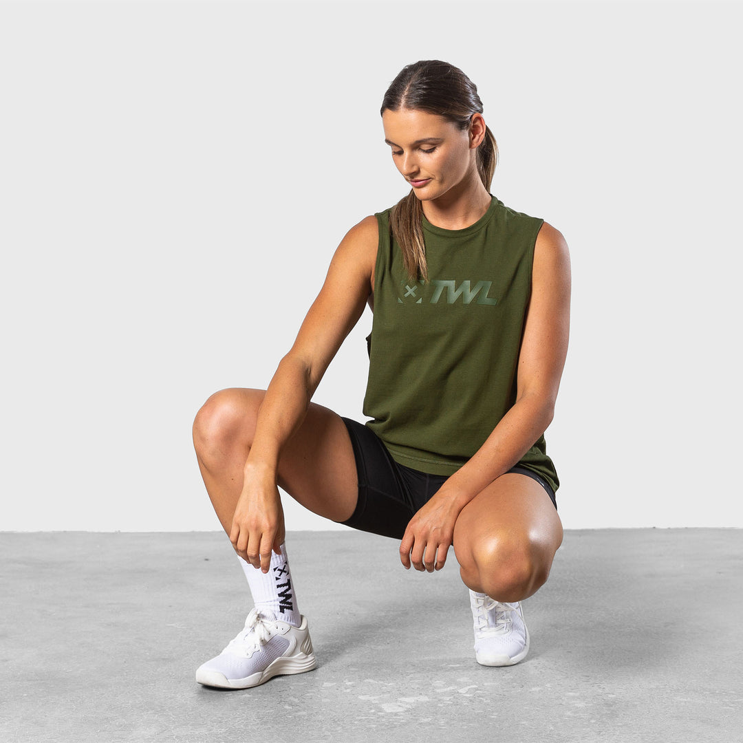 TWL - WOMEN'S EVERYDAY MUSCLE TANK - DARK KHAKI