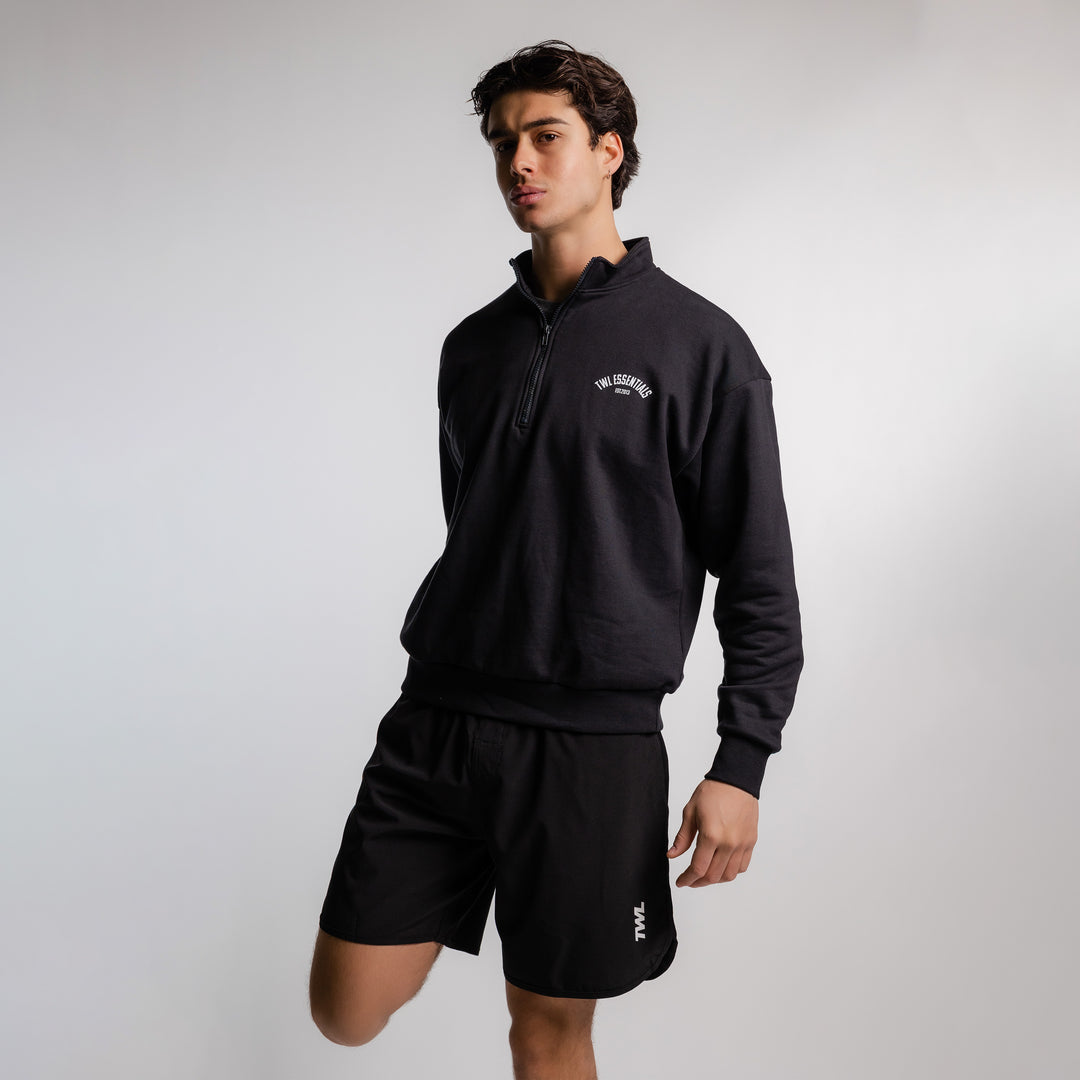 TWL - ESSENTIALS 1/4 ZIP SWEATER - BLACK