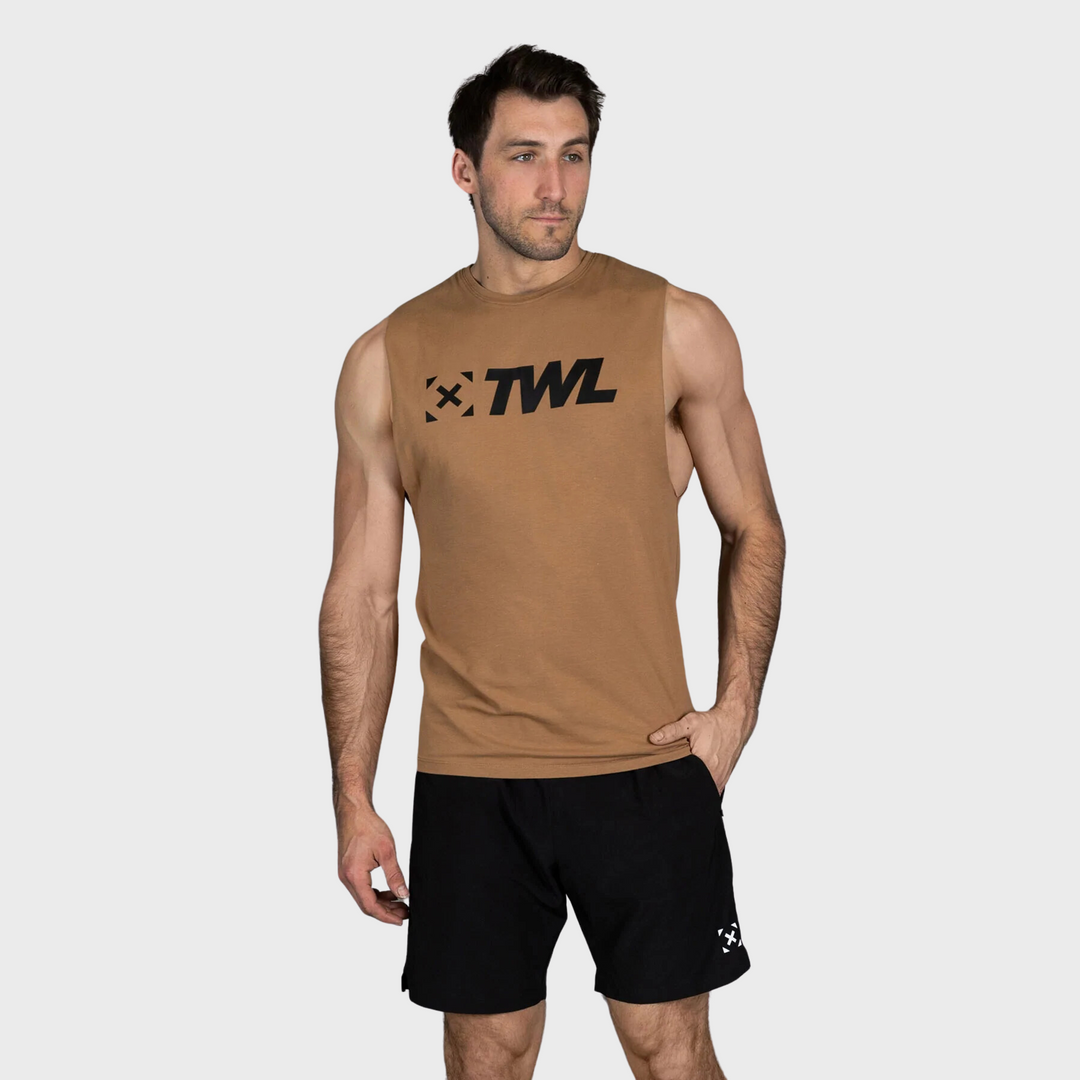 TWL - MEN'S EVERYDAY MUSCLE TANK - TAN/BLACK