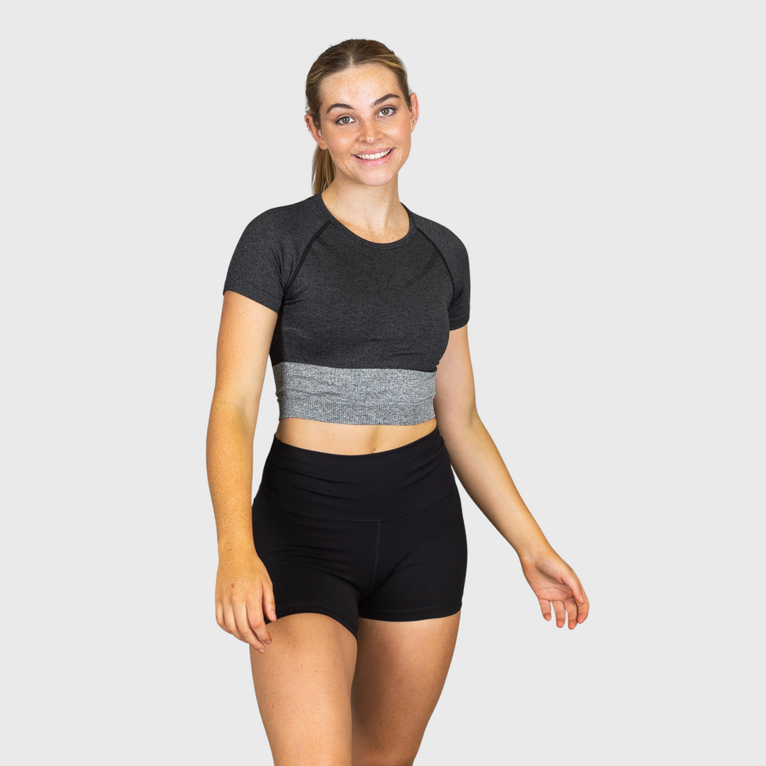 TWL - Women's Endure Seamless Crop - Black/Charcoal Marl