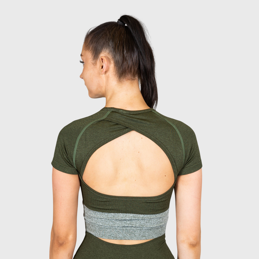 TWL - Women's Endure Seamless Crop - Dark Olive Marl/Stone Marl