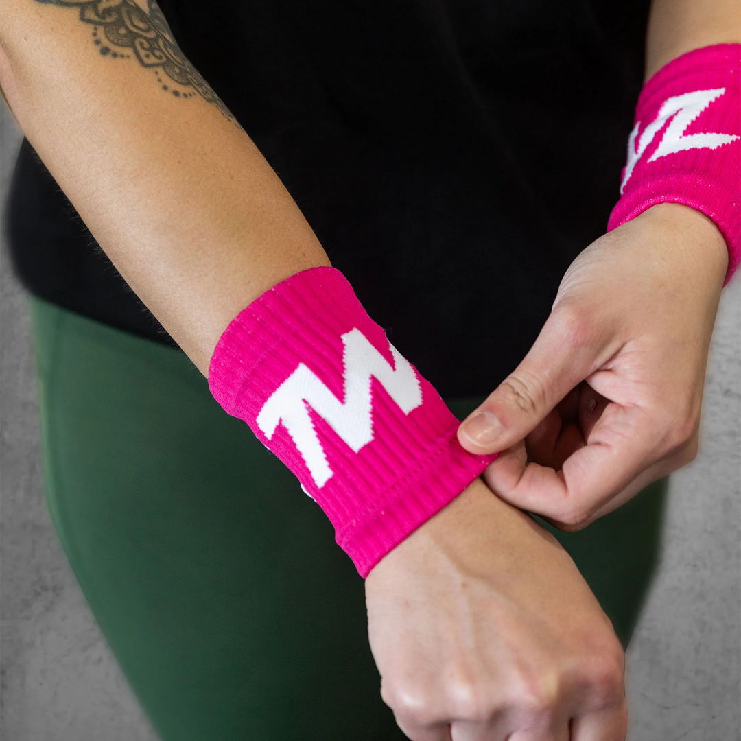 TWL - 2PK EVERYDAY KNITTED WRISTBAND - RASPBERRY PINK/WHITE