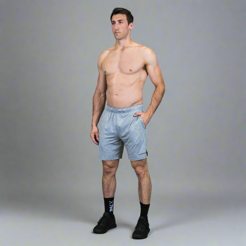 THE BRAVE - MEN'S AMPLIFY SHORTS - LIGHT GREY HEATHER